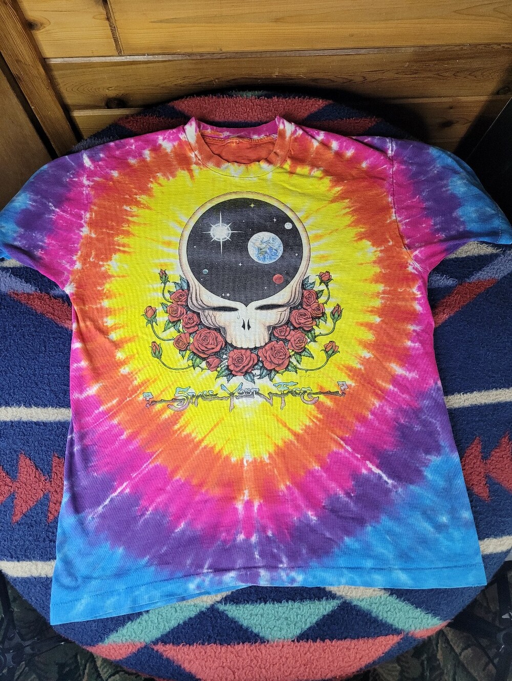 Vintage 1992 Liquid Blue Grateful Dead Space Your Face Tie Dye T Shirt Mens XL